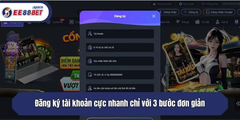 Đăng ký tài khoản cực nhanh chỉ với 3 bước đơn giản